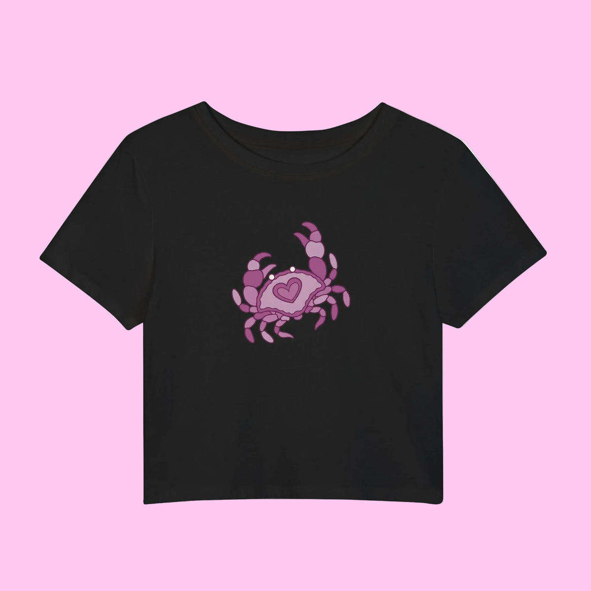 pink heart crab crop top