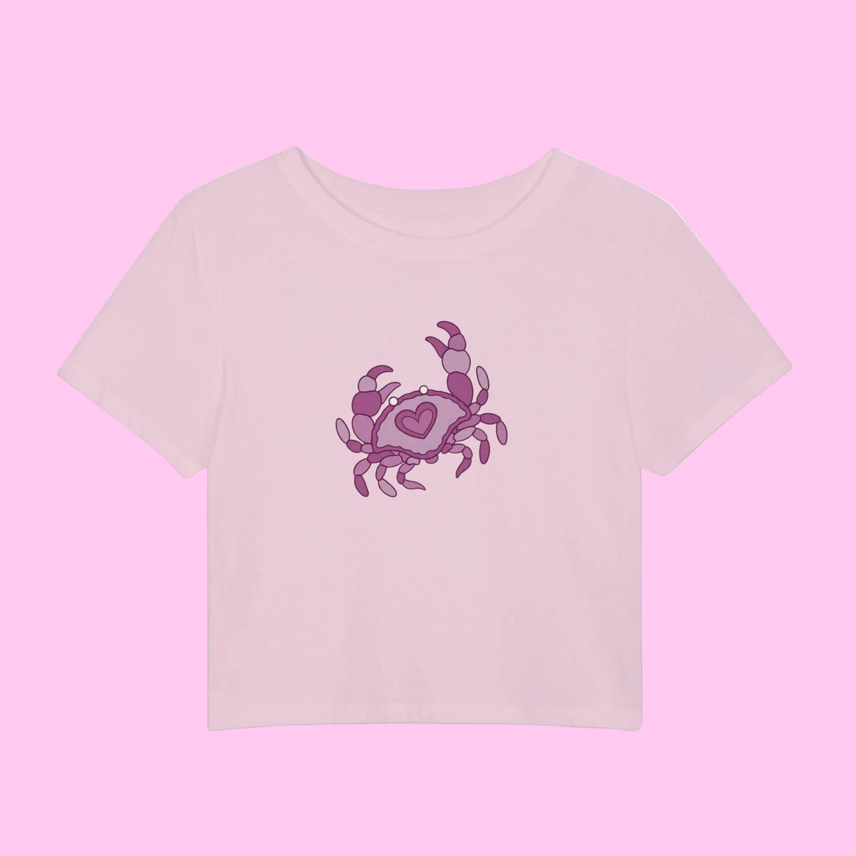pink heart crab crop top