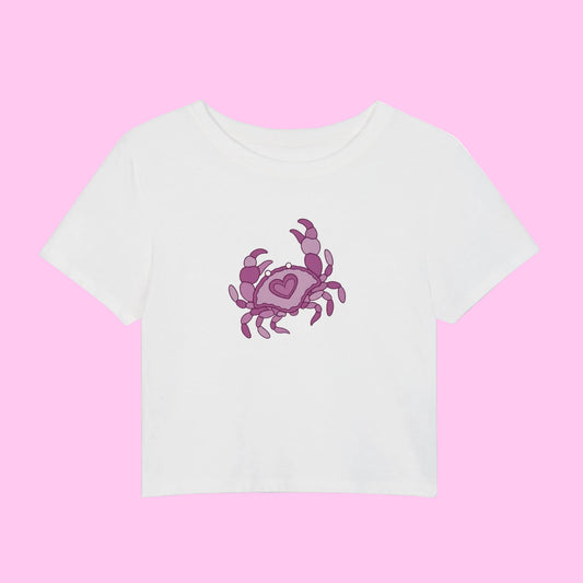pink heart crab crop top